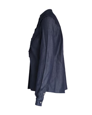 Miu Miu blouse met ruches in blauw katoen