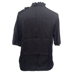 Sandro Ruffled Neck Blauw in Zwart Viscose