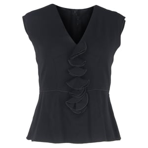 Marc Jacobs top met V-hals, ruches en peplum in zwart polyester