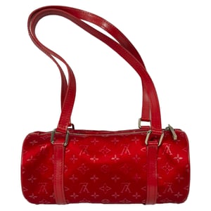 Louis Vuitton Mini Papillon Barrel Shoulder Bag in Red Satin