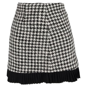 Sandro Paris minirok met pied-de-poulepatroon in zwarte wollen tweed