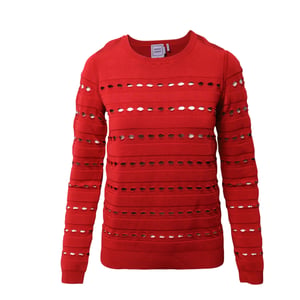 Herve Leger Stretch-Knit Bandage Pullover in Rode Rayon