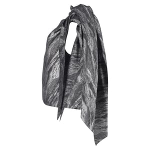 Ganni – Dubbelknäppt Jacquardblus i Silverfärgad Polyester