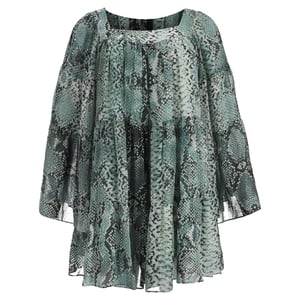 Pierre Balmain blouse van chiffon met slangenprint in groene zijde