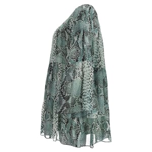 Pierre Balmain blouse van chiffon met slangenprint in groene zijde