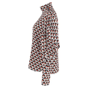 Marni Cutout Printed Turtleneck Top in Multicolor Silk
