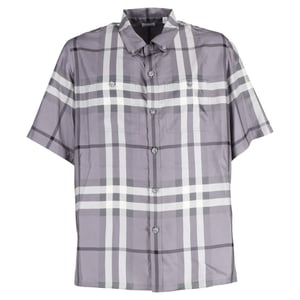 Burberry Bethnal Check Shirt in Grey Silk
