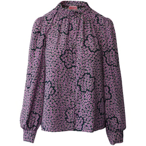 Kate Spade blommig blus med bondeärmar i lila siden