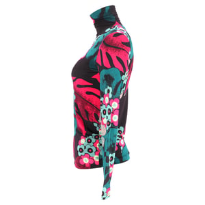 Dries Van Noten top met lange mouwen en colkraag met bloemenprint in veelkleurige rayon