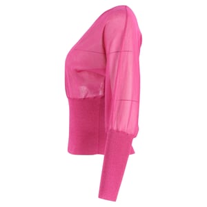 Emilio Pucci gebreide blouse met lange mouwen en V-hals in roze zijde