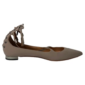 Aquazzura Pointed Toe Ballet Flats in Grey Leather