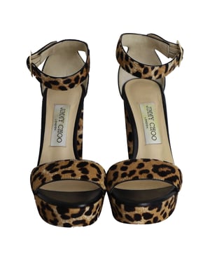 Jimmy Choo Holly Platform Sandals in Animal Print Ponyhair
