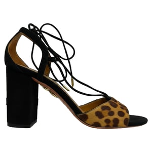Aquazzura Austin Lace-Up Sandals in Animal Print Calf Hair