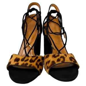 Aquazzura Austin Lace-Up Sandals in Animal Print Calf Hair