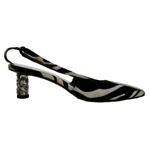 Tom Ford Zebra-Print Slingback Pumps in Black and White Suede
