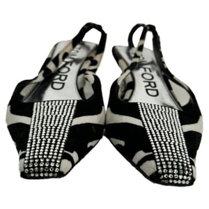 Tom Ford Zebra-Print Slingback Pumps in Black and White Suede
