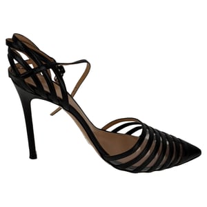 Gianvito Rossi PVC Caged Ankle Strap Pumps in Black Leather