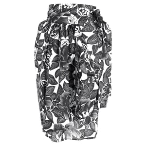 Lanvin midi-rok met bloemenprint en strikceintuur in zwart-wit katoen
