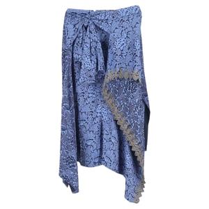 Chloe Asymmetrische Rok met Bloemenprint in Blauwe Viscose