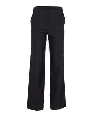 Max Mara broek met wijde pijpen in zwart linnen