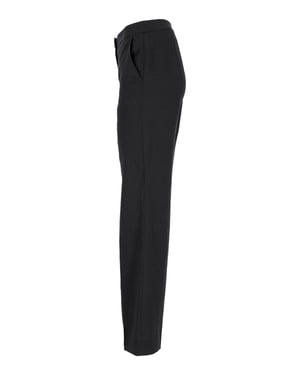 Max Mara broek met wijde pijpen in zwart linnen