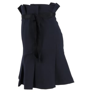 Sandro Paris geplooide minirok met strik in marineblauw polyester