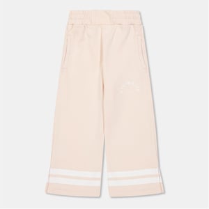 Girls Off White Solid Lettering Wide Leg Joggers in Pink/White