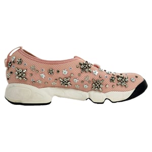 Dior Fusion Crystal-Embellished Slip-On Sneakers in Pink Polyester