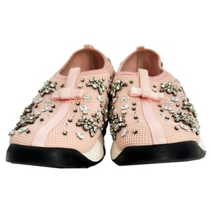 Dior Fusion Crystal-Embellished Slip-On Sneakers in Pink Polyester