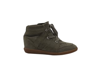 Isabel Marant Bobby Wedge Sneakers i Grön Mocka