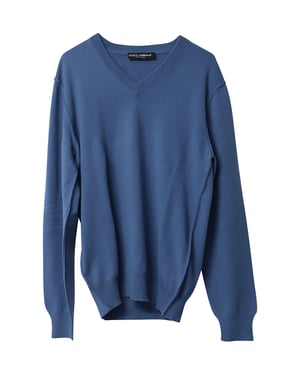 Dolce & Gabbana V-neck Jumper in Blue Cashmere