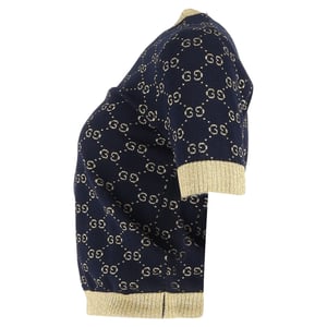 Gucci GG Lamé top in marineblauw katoen