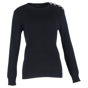 Balmain gebreide trui met knoopdetails in zwarte wol