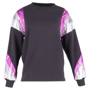 Isabel Marant Menji metallic randig sweatshirt i blekt svart bomull