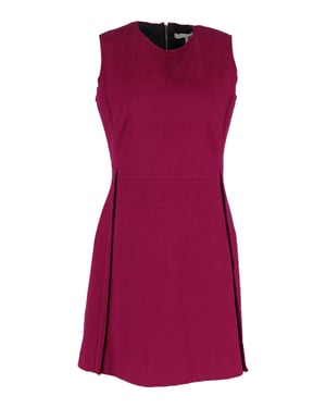 Victoria Beckham mouwloze mini-jurk van roodpaarse wol