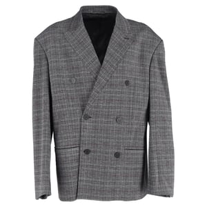 Balenciaga Double-Breasted Oversized geruite blazer in grijze viscose