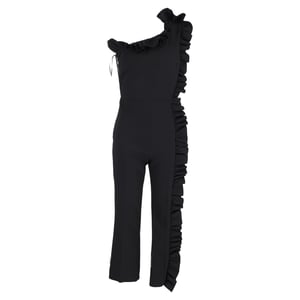 MSGM Jumpsuit met één schouder en ruches in zwart polyester
