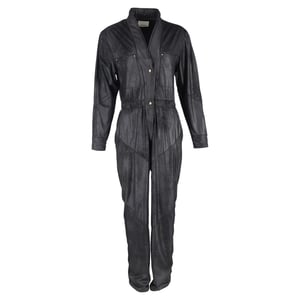 Isabel Marant Junna Långärmad Jumpsuit i Svart Konstläder