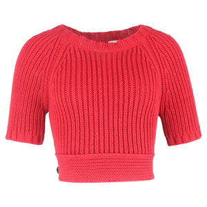 RED Valentino gebreide crop top met open rug in rood katoen