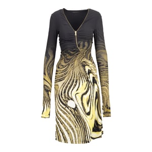 Roberto Cavalli jurk met dierenprint en ritssluiting aan de voorkant - jaren 2000