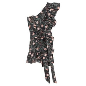 Isabel Marant mini-jurk met één schouder in lavendelkleur met bloemenprint van katoen