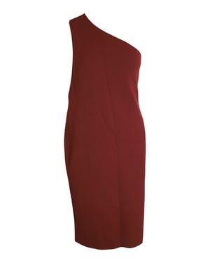 Bottega Veneta jurk met één schouder in roestbruine viscose.