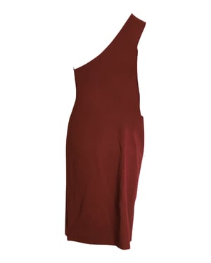 Bottega Veneta jurk met één schouder in roestbruine viscose.