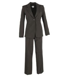 Armani Collezioni blazer en broekpak met enkele rij knopen in olijfgroen polyester