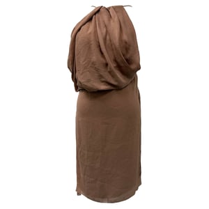 Acne Studios – Draperad miniklänning med halterneck i brunt triacetat