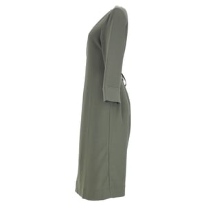 Ganni – Crepe Midi Wrap Dress – Armégrön polyesterklänning