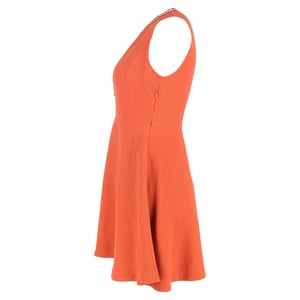 Sandro mini-jurk met diepe V-hals in oranje polyester