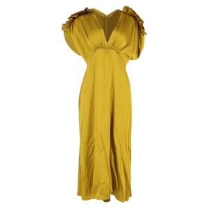 Victoria Beckham midi-jurk met ruches in geel acetaat