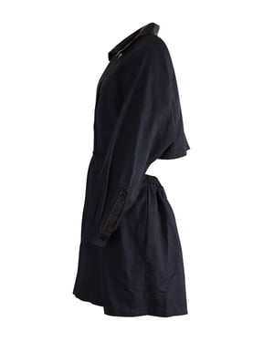 Stella McCartney jurk met kraag van imitatieleer in marineblauwe polyamide