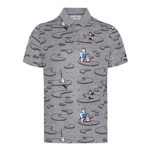 Original Penguin Herenpoloshirt met patroon, normale pasvorm (Stille schaduw)